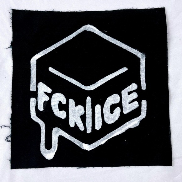 DIY Other - FCK ICE Patch DIY Hand painted Punk Patch Alternative Goth Emo Crust Punk Grunge